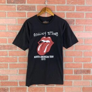 The Rolling Stones North American Tour 1975 Black Graphic Concert T-Shirt Size M